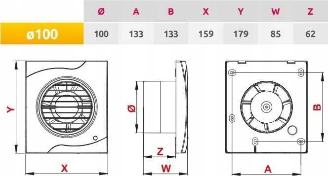AWENTA vonios ventiliatorius Vecco Ø100 95m3/h 14W 230V balta WV100