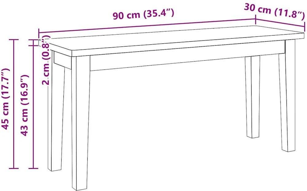 Suoliukas 90 cm Medžio masyvo guma