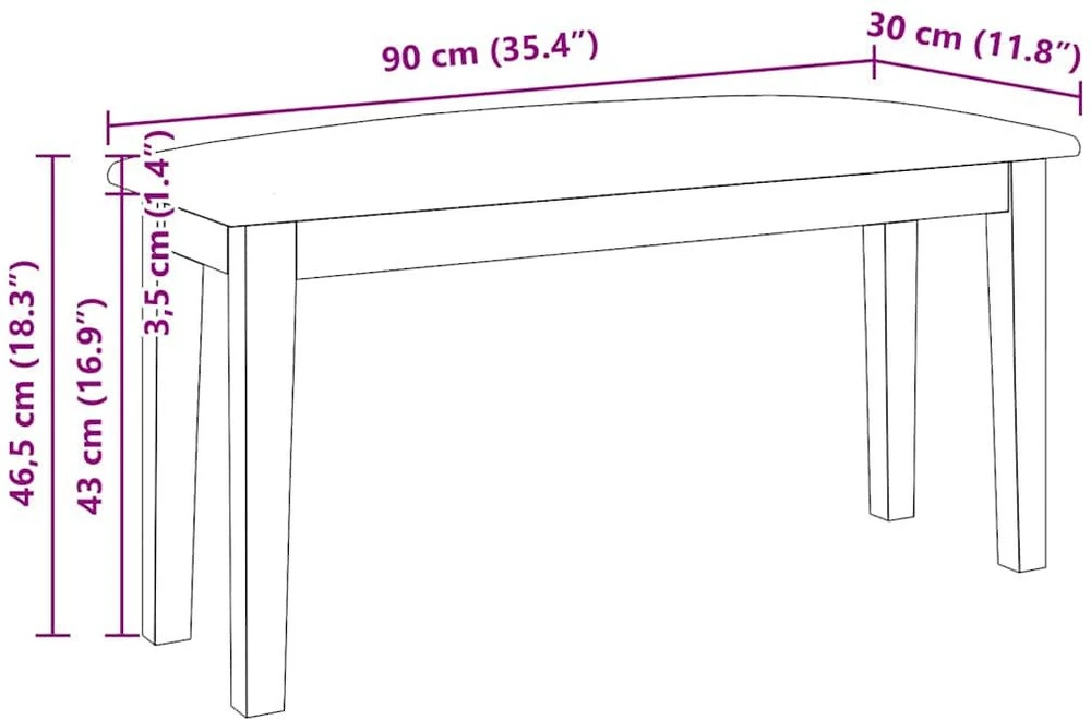 Suoliukas 90 cm Medžio masyvo guma