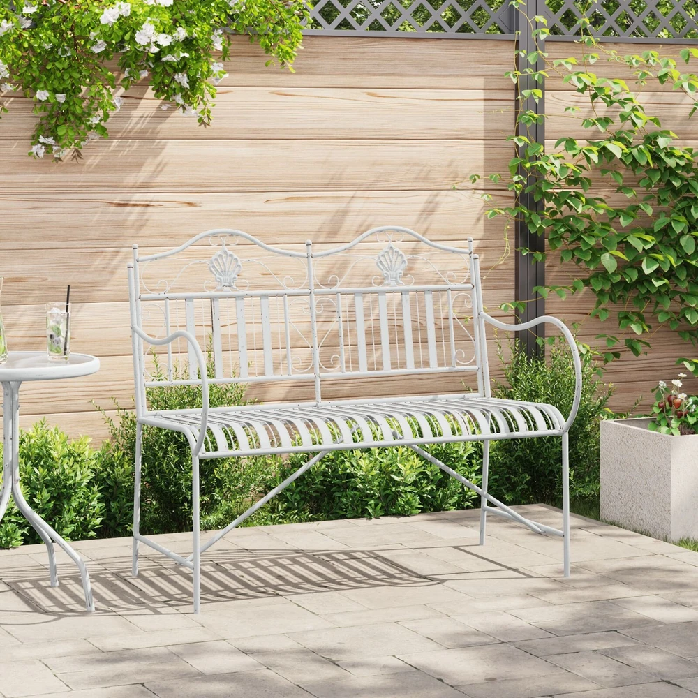 Sodo suolas 2 -Seater 103,5 x 59 x 89 cm Plienas Antikinė balta