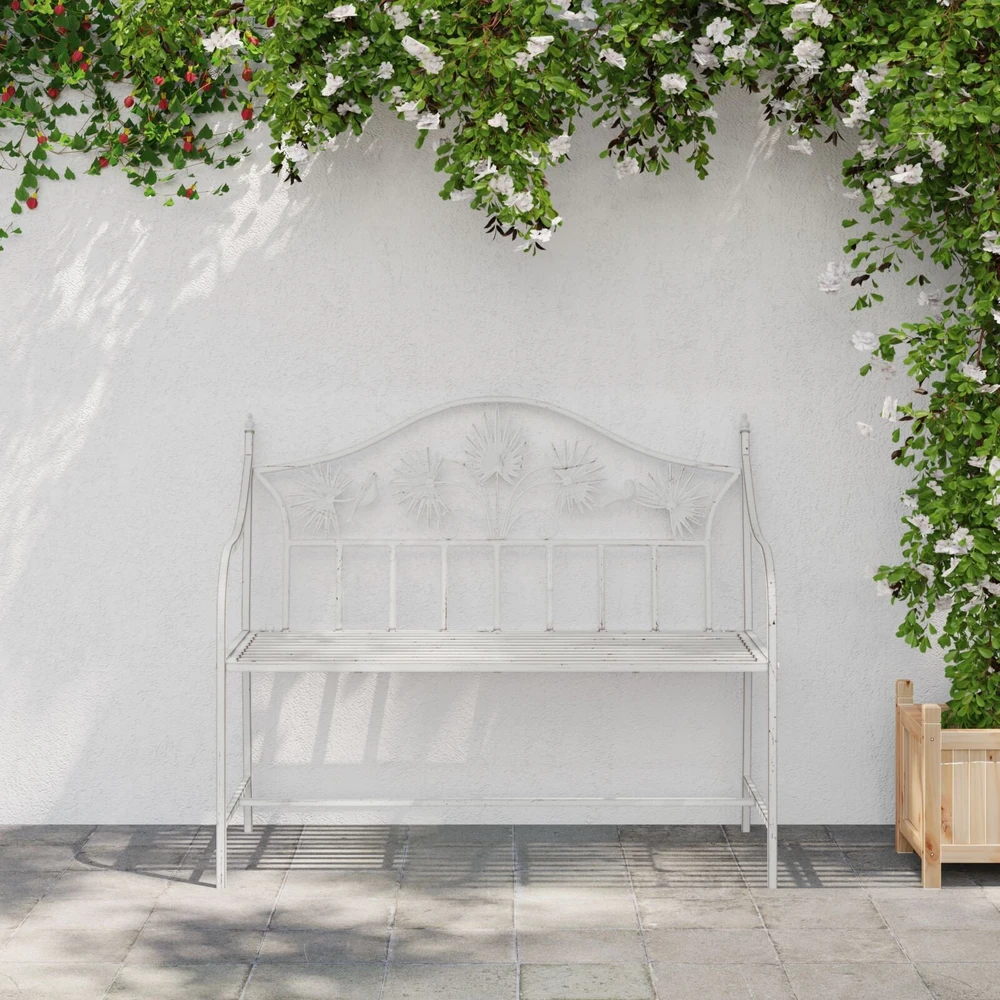 Sodo suolas Antikinė balta 104 x 52,5 x 89 cm Plienas
