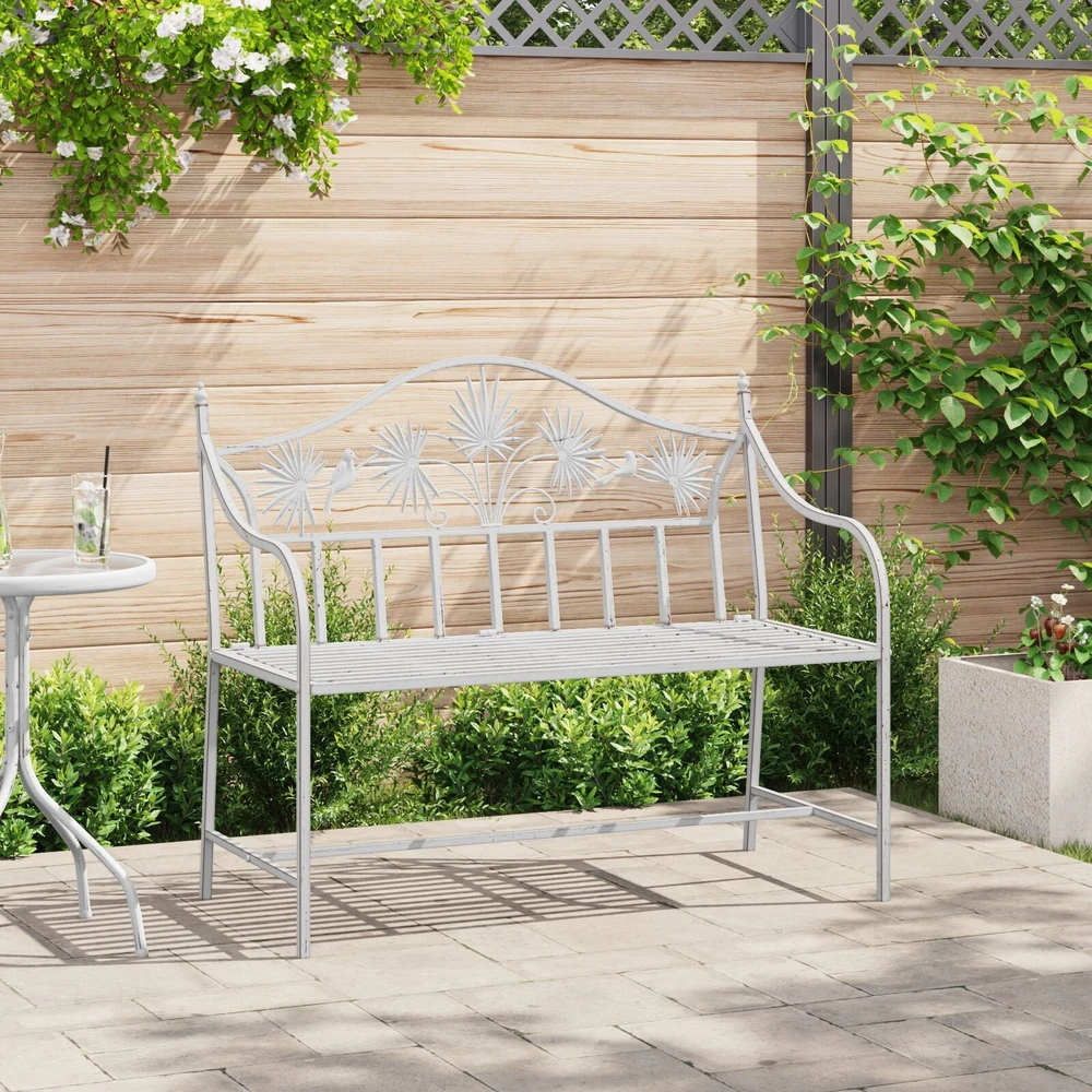 Sodo suolas Antikinė balta 104 x 52,5 x 89 cm Plienas