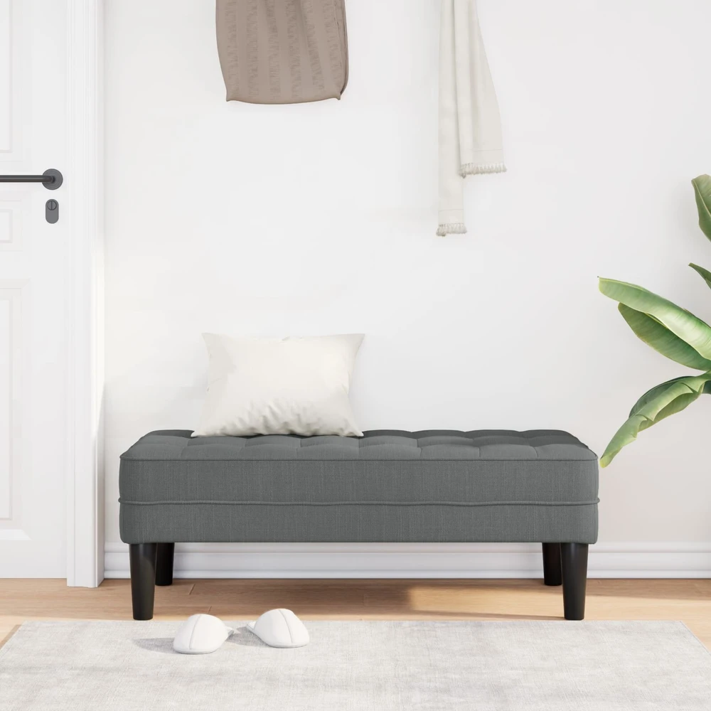 suoliukas su pagalve Tamsiai pilka 113 x 57 x 39 cm audinys