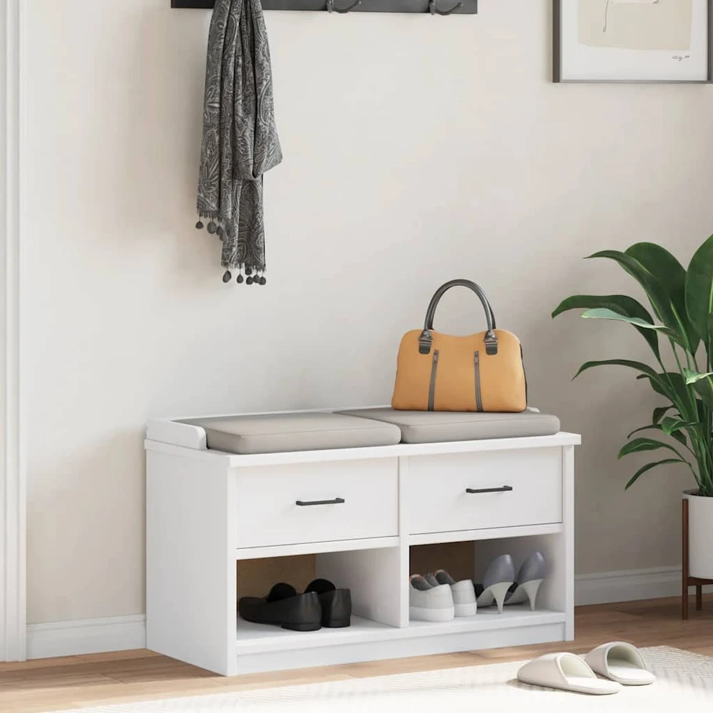Prieškambario suoliukas SANDNES baltas 87x40x50 pušies masyvo