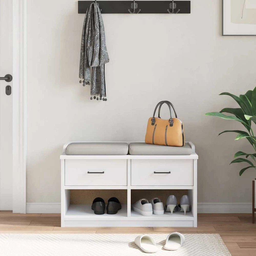 Prieškambario suoliukas SANDNES baltas 87x40x50 pušies masyvo