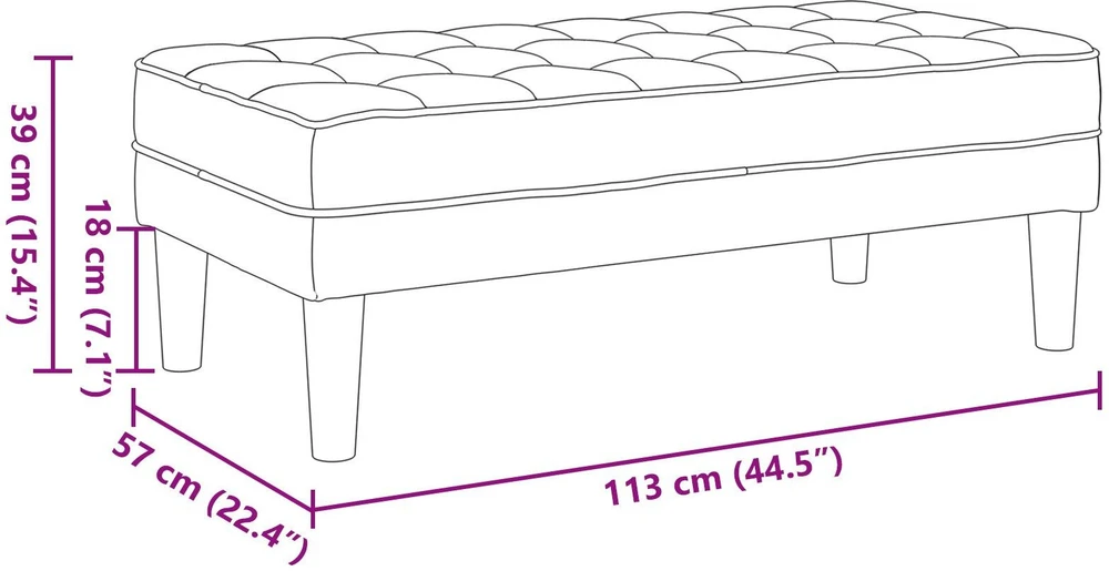 suoliukas su pagalve Šviesiai pilka 113 x 57 x 39 cm audinys