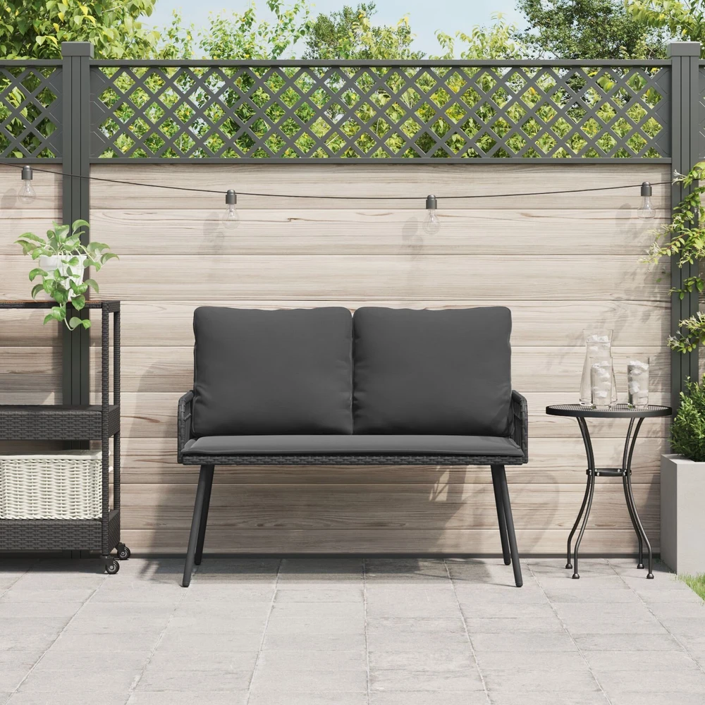 Sodo suolas su pagalve Antracitas 114 x 64 x 90cm Plienas
