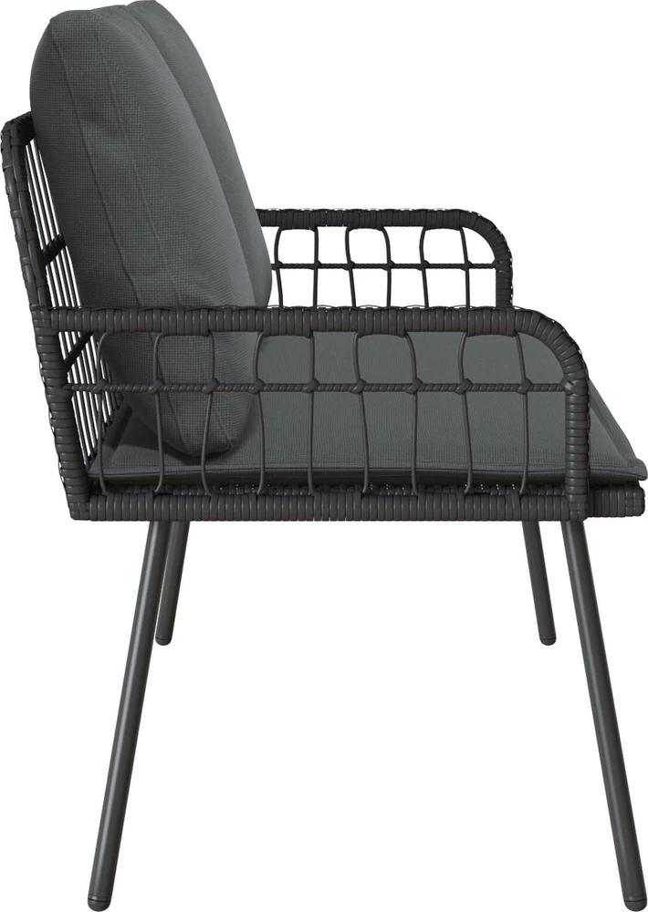 Sodo suolas su pagalve Antracitas 114 x 64 x 90cm Plienas