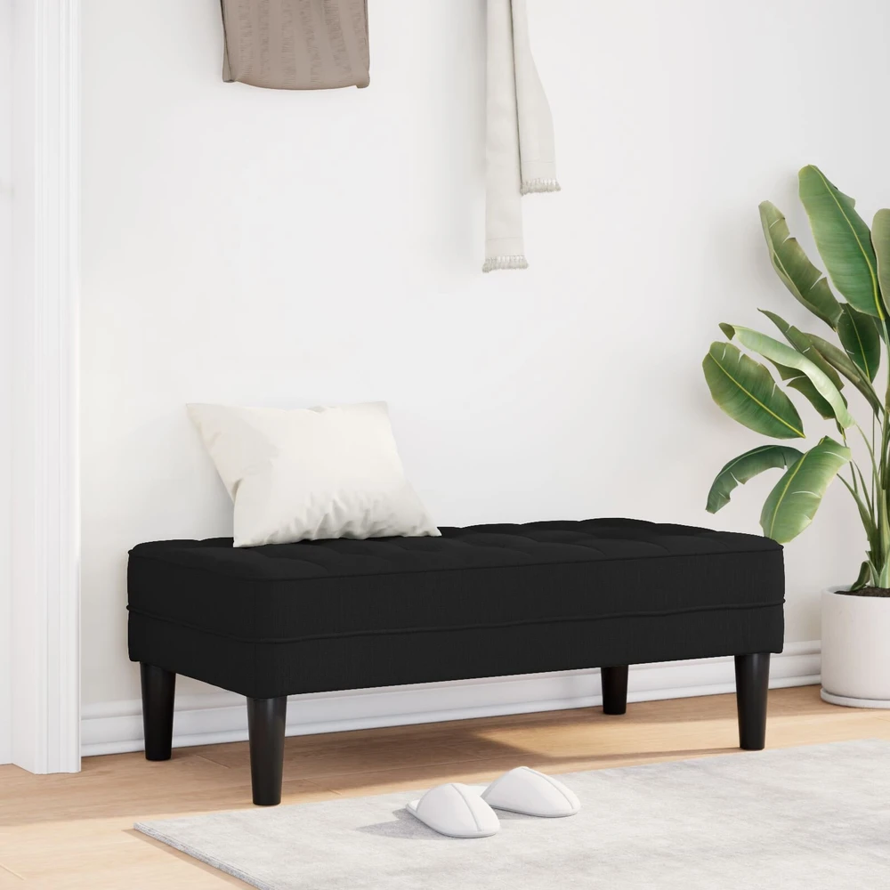 suoliukas su pagalve Juoda 113 x 57 x 39 cm audinys