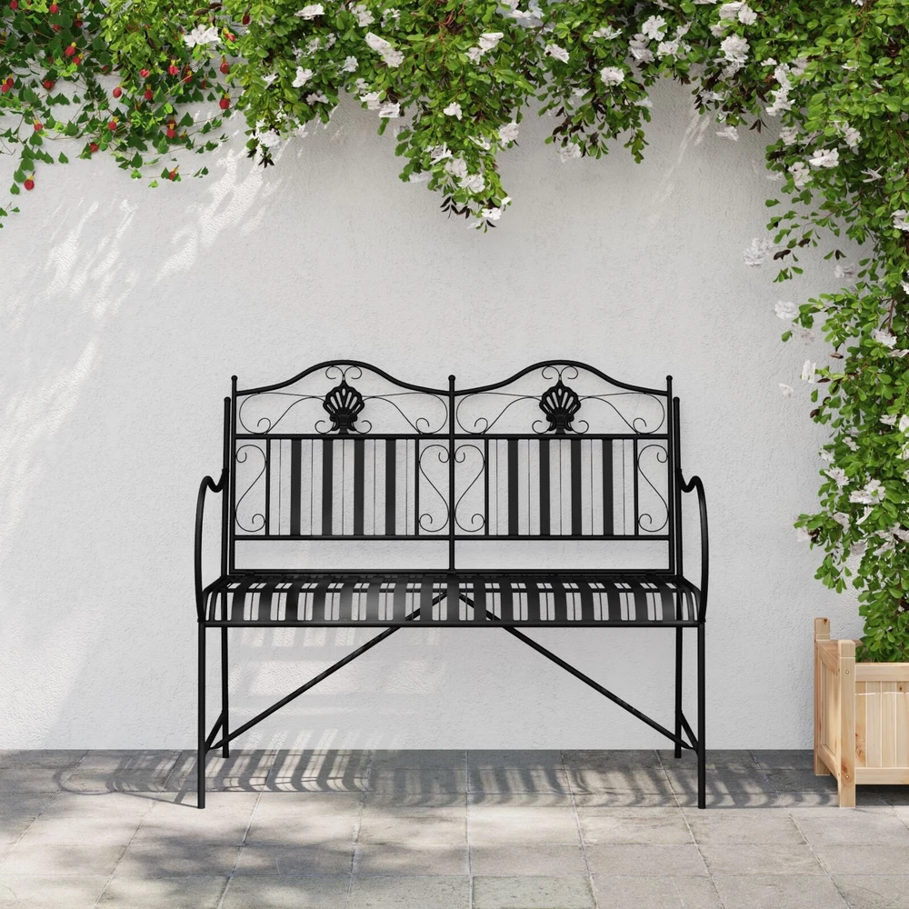 Sodo suolas 2 -Seater 103,5 x 59 x 89 cm Plienas Juoda