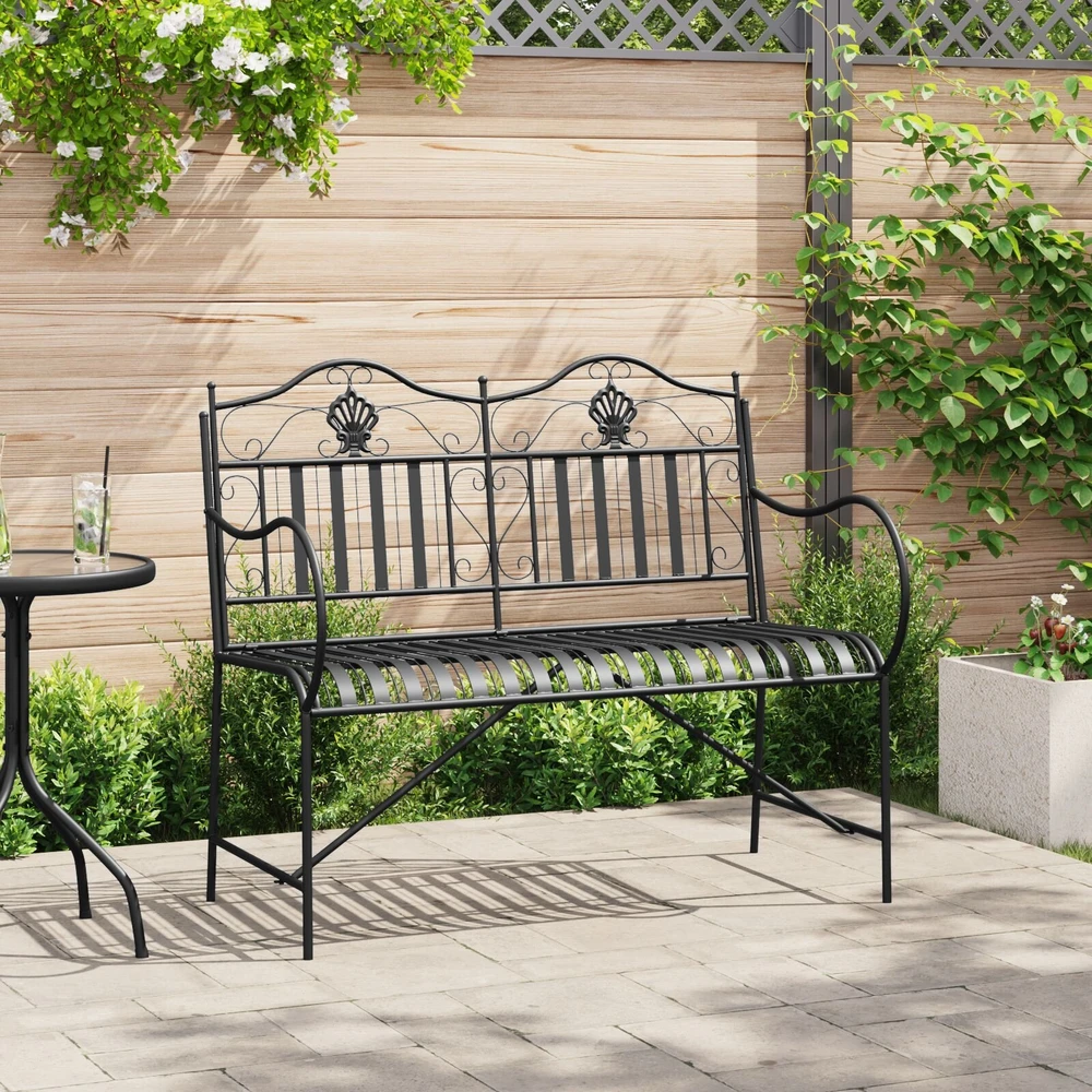 Sodo suolas 2 -Seater 103,5 x 59 x 89 cm Plienas Juoda