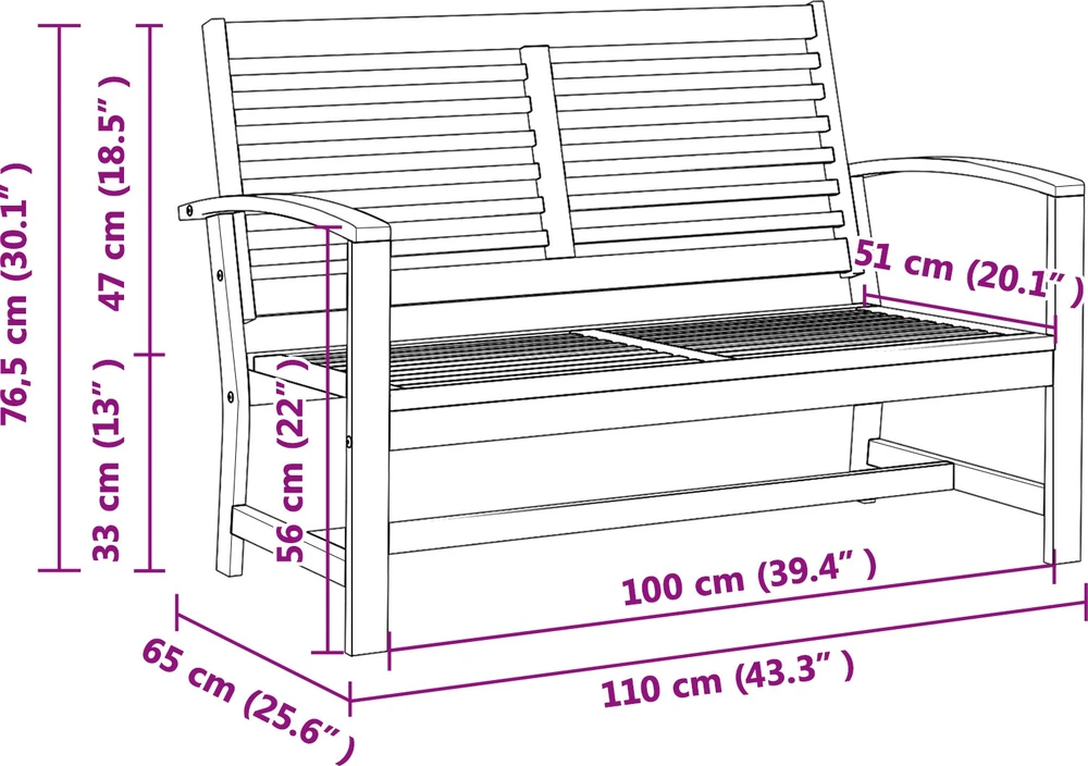 suoliukas Ruda 110 x 65 x 76,5 cm Kieto teka medžio
