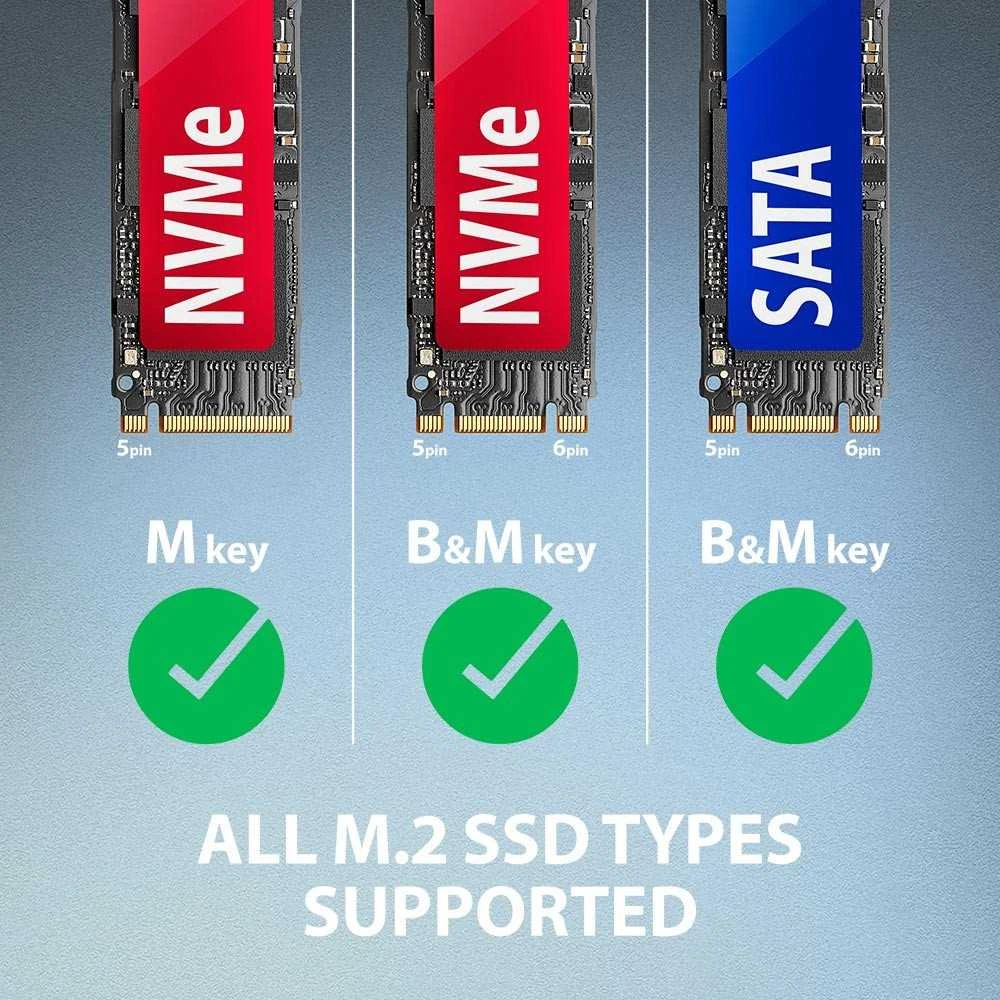 AXAGON USB-A 10Gbps – M.2 NVMe ir SATA SSD adapteriai | ADM2-AM