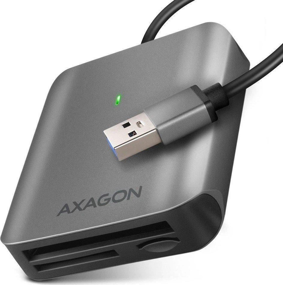 Axagon aliuminio didelės spartos USB-A 3.2 Gen 1 atminties kortelių skaitytuvas. 3 lizdai, UHS-II.