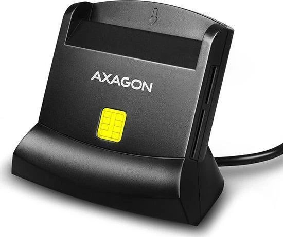 Axagon stalinio stovo skaitytuvas Išmanioji kortelė / ID kortelė AXAGON CRE-SM2 su USB 2.0 sąsaja turi SD, Micro SD ir SIM kortelių lizdus.