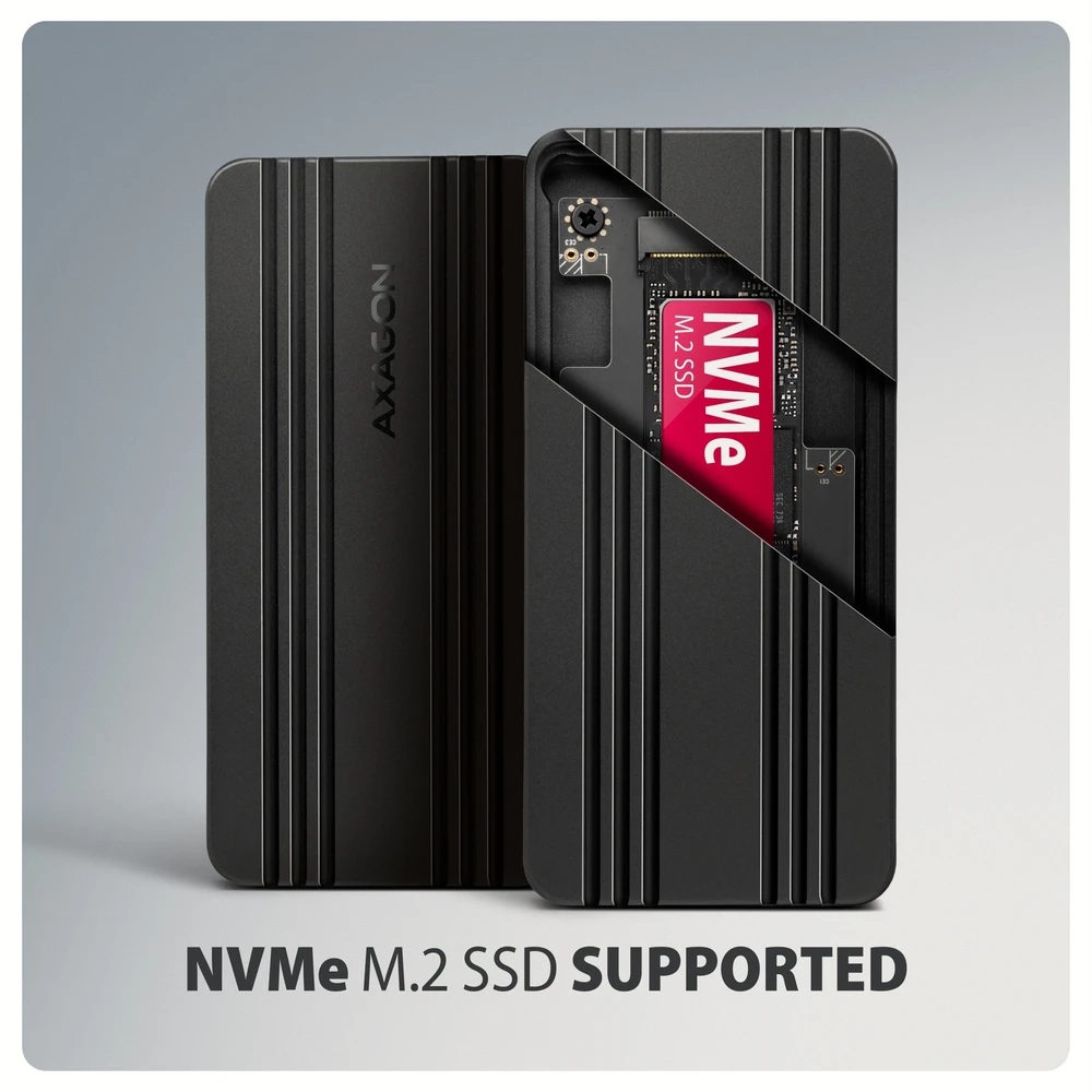 „AXAGON“ USB-C 40 Gbps išorinis korpusas, skirtas M.2 NVMe SSD | EEM2-40G