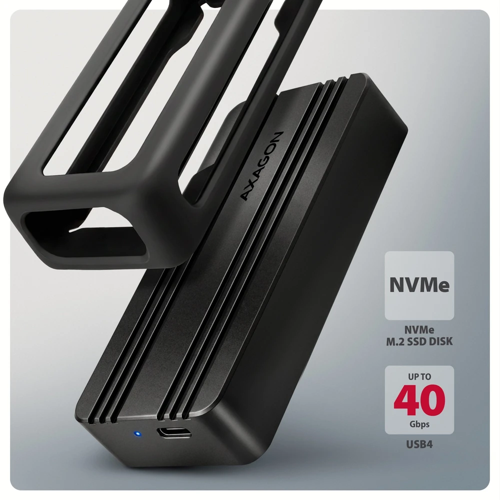 „AXAGON“ USB-C 40 Gbps išorinis korpusas, skirtas M.2 NVMe SSD | EEM2-40G