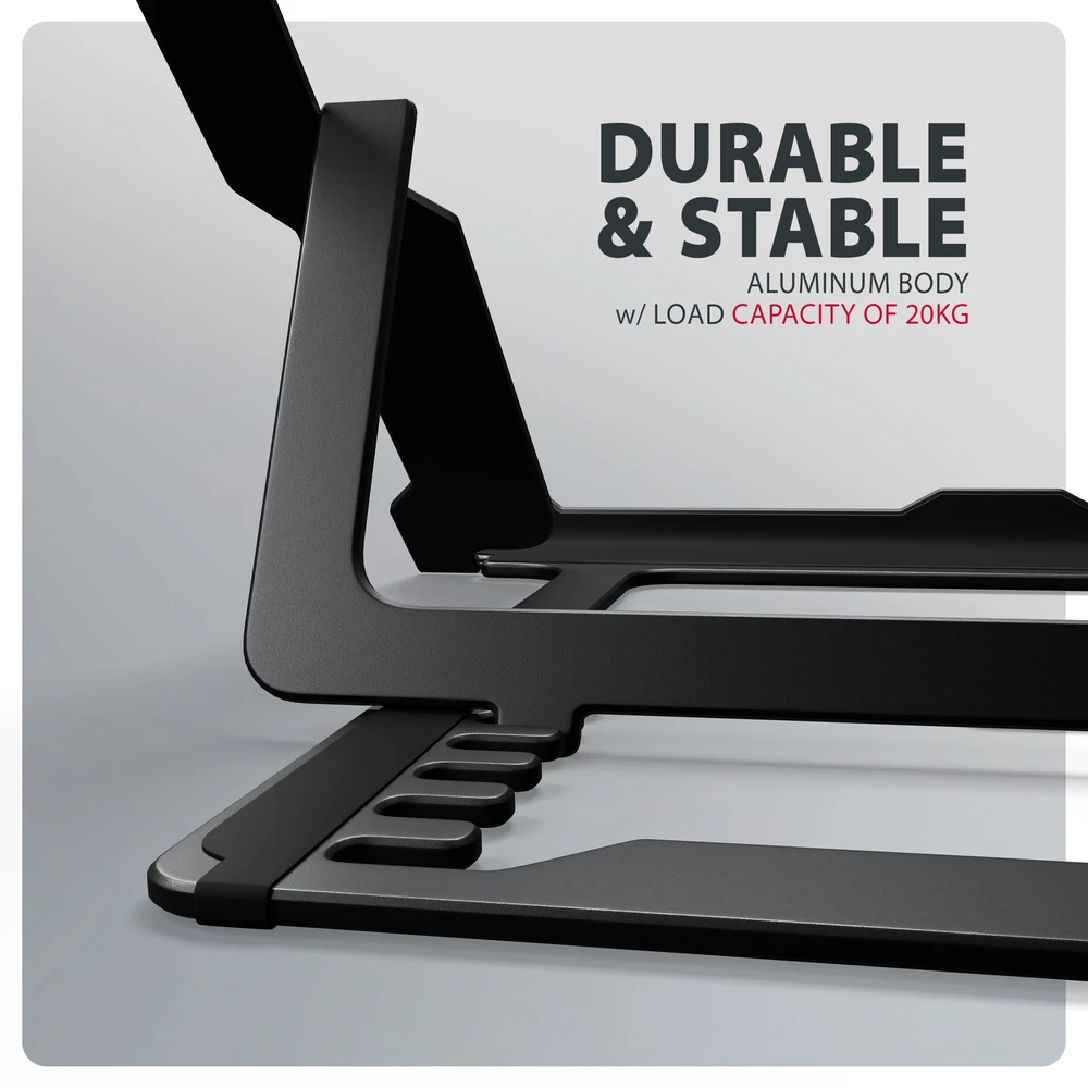 AXAGON STND-LAB Nešiojamas kompiuteris Stand, height-adjustable, foldable, aliuminio – juodas