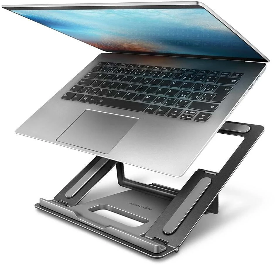 AXAGON STND-LAB Nešiojamas kompiuteris Stand, height-adjustable, foldable, aliuminio – juodas