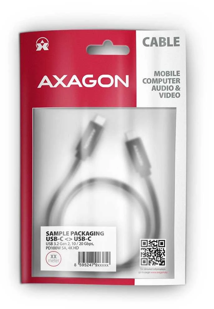 AXAGON | SPEED + USB-C, USB 20 Gbps laidas, 0,5 m | BUCM32-CM05AB | USB C tipo į USB C tipo