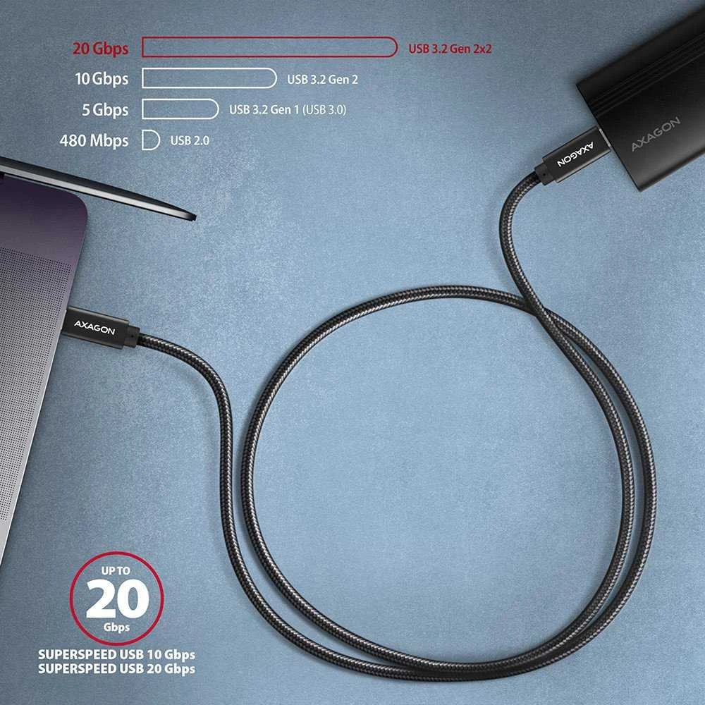 AXAGON | SPEED + USB-C, USB 20 Gbps laidas, 0,5 m | BUCM32-CM05AB | USB C tipo į USB C tipo