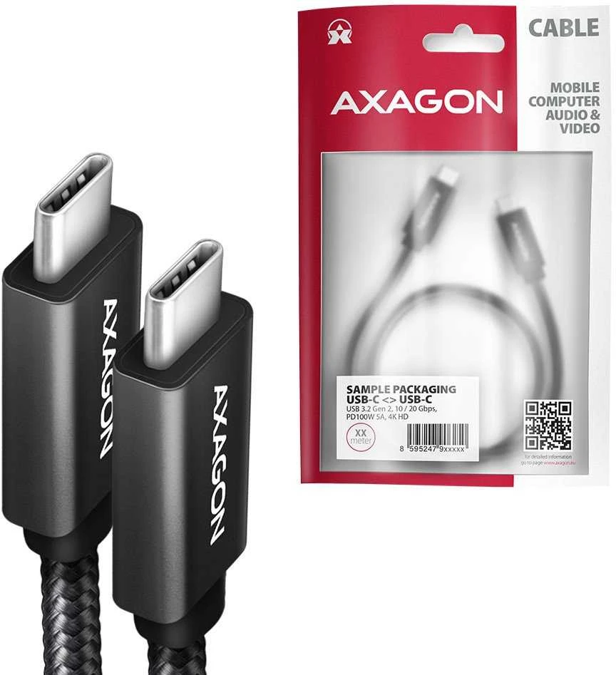 AXAGON | SPEED + USB-C, USB 20 Gbps laidas, 0,5 m | BUCM32-CM05AB | USB C tipo į USB C tipo