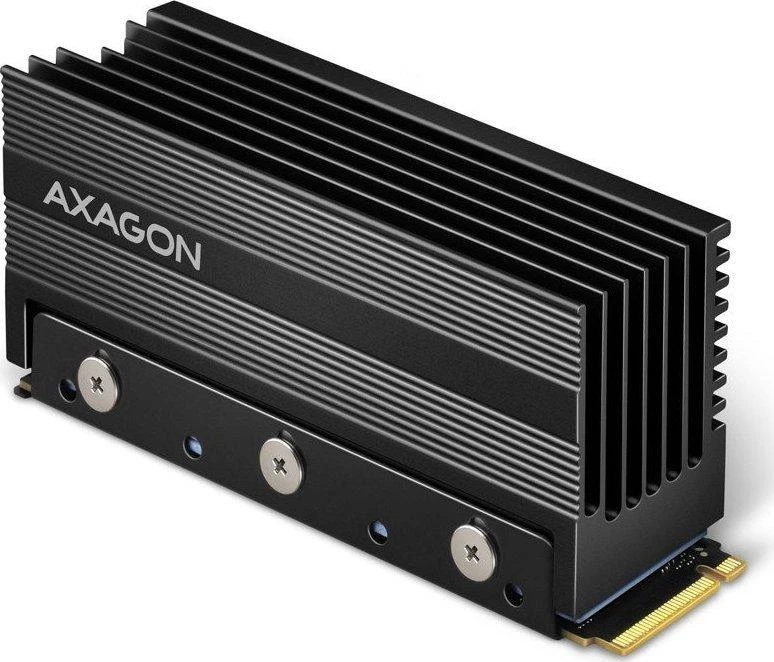 Axagon Pasyvus aliuminio radiatorius vienpusiams ir dvipusiams M.2 SSD diskams, dydis 2280, aukštis 36 mm.