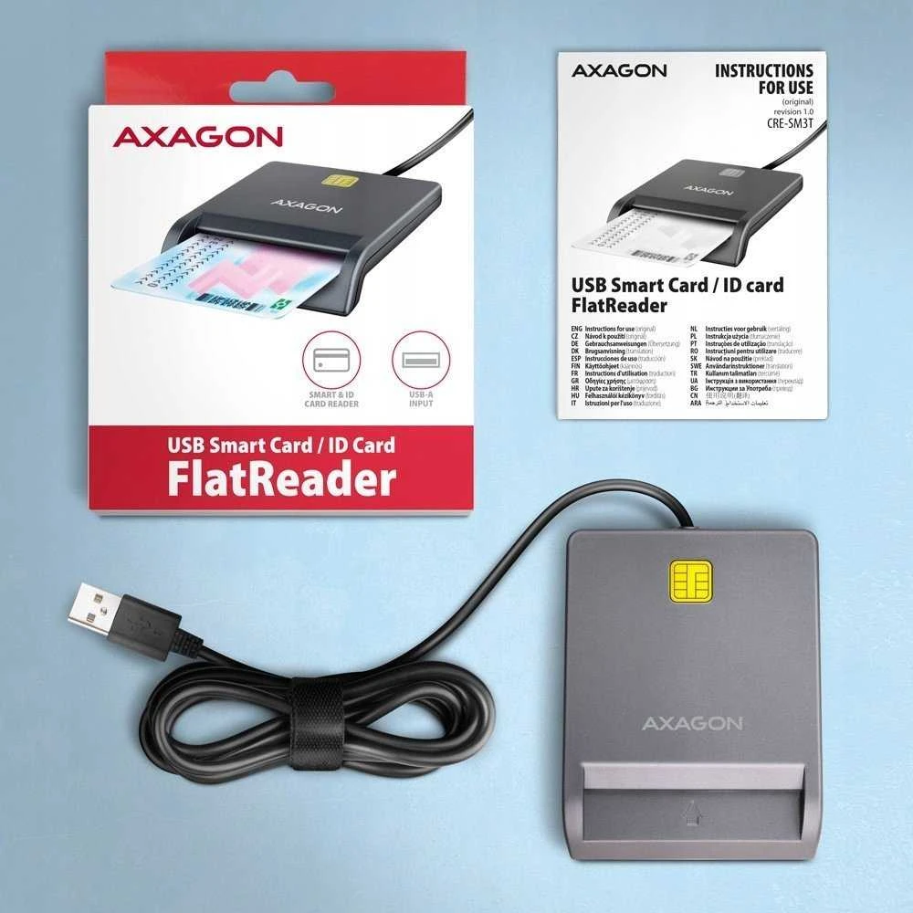 AXAGON CRE-SM3T USB išmaniųjų kortelių skaitytuvas
