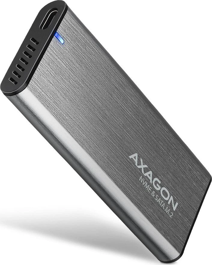 AXAGON išorinė USB-C 3.2 Gen 2 metalinė dėžutė M.2 NVMe ir SATA SSD diskams | EEM2-SG2