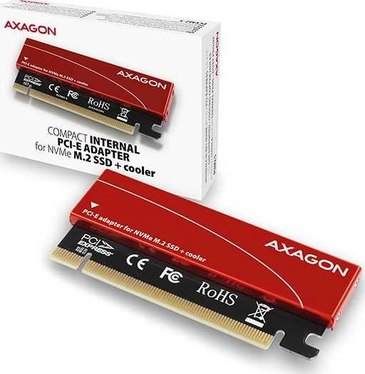 AXAGON PCEM2-S PCI-E 3.0 16x - M.2 SSD NVMe, iki 80mm SSD, žemo profilio, aušintuvas