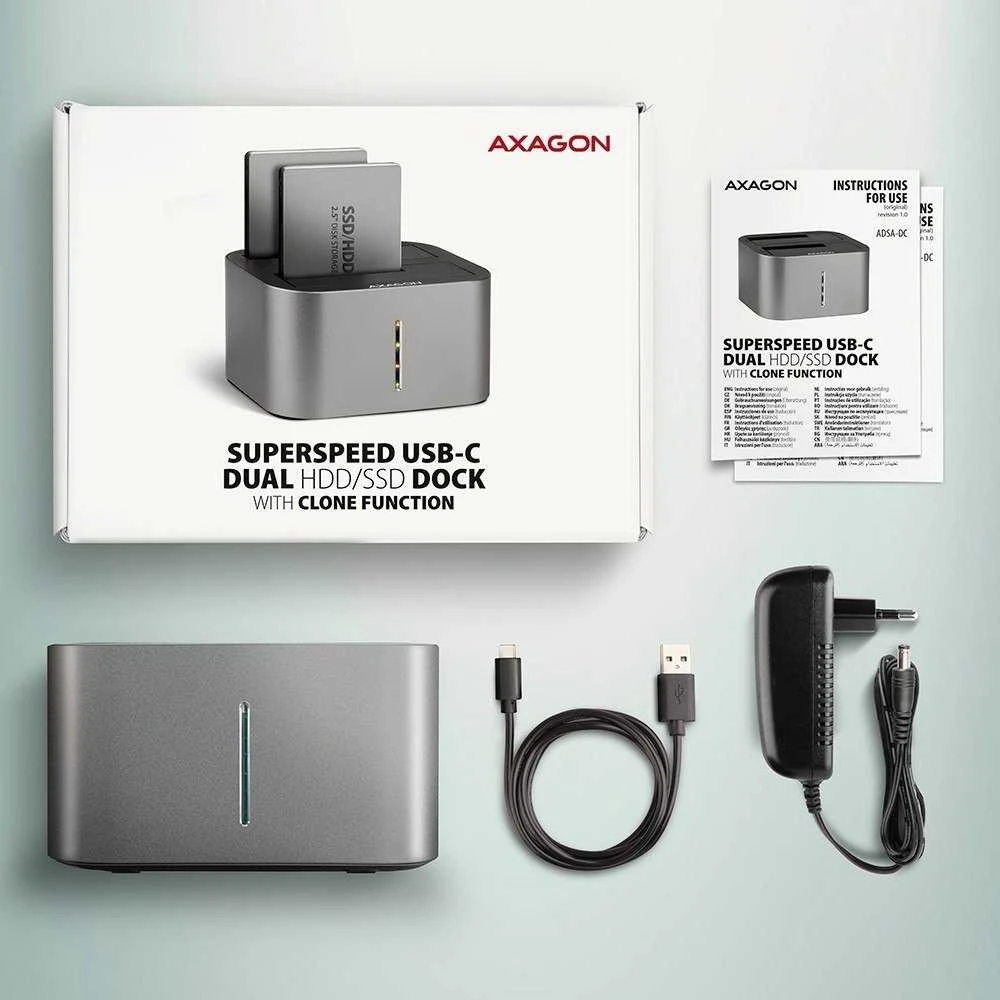AXAGON | SuperSpeed USB DUAL 2,5"/3,5" HDD/SSD DUAL dokas | ADSA-DC