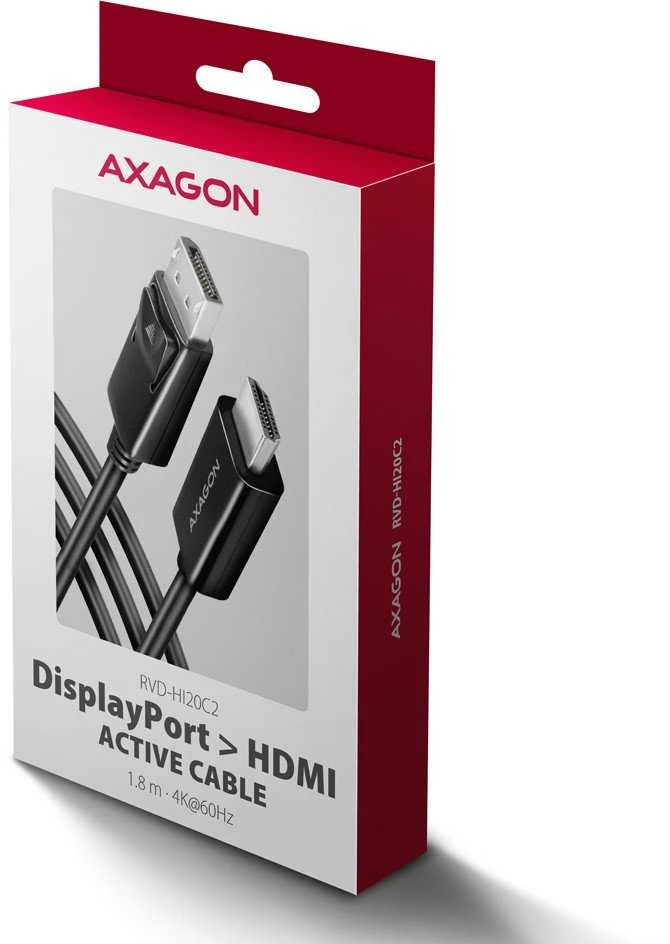 AXAGON RVD-HI20C2 DisplayPort - HDMI 2.0 kabelis 1.8m 4K/60Hz