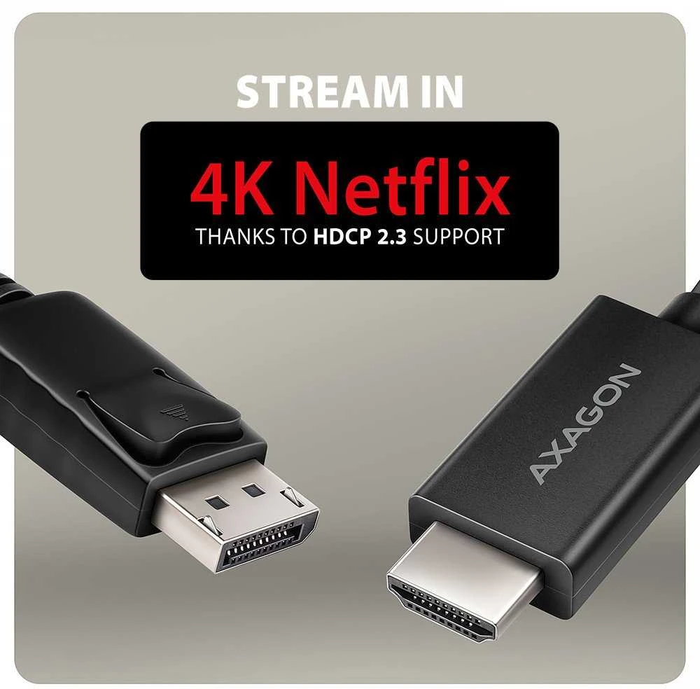 AXAGON RVD-HI20C2 DisplayPort - HDMI 2.0 kabelis 1.8m 4K/60Hz
