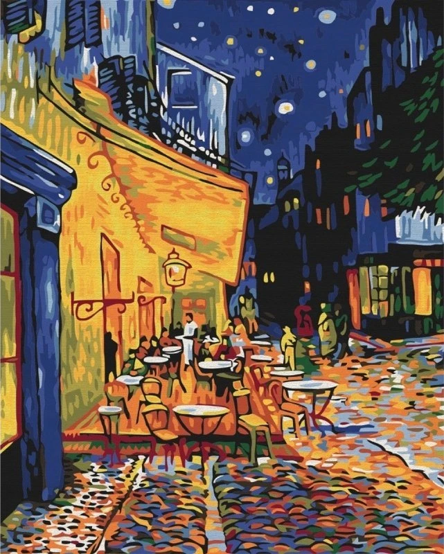 Axendor Painting by numbers BRUSHME, 40x50 cm, naktinė kavinė Arlyje, Vincentas van Gogas, 1 vnt.