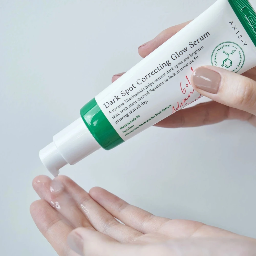 Rinkinys „Axis-Y“: veganiškas kolageno serumas paakių sričiai nuo raukšlių, 10 ml + švytėjimą mažinantis serumas veidui nuo raukšlių, 50 ml