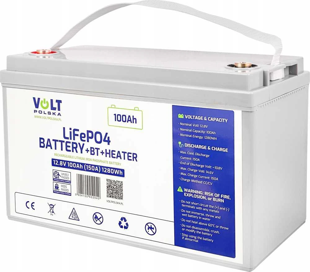 Azo Digital Akumuliatorius LiFePO4 12,8V 100 Ah (150A) + BMS + BLUETOOTH + MATA GRZEWCZA