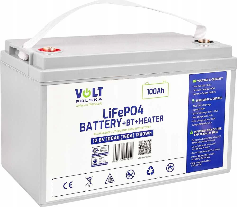 Azo Digital Akumuliatorius LiFePO4 12,8V 100 Ah (150A) + BMS + BLUETOOTH + MATA GRZEWCZA