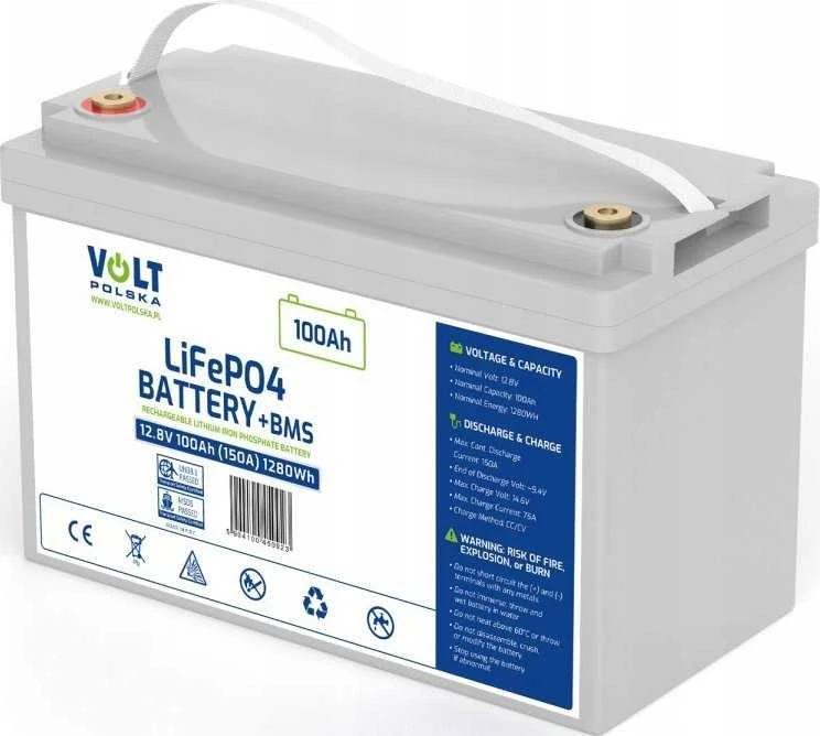 Azo Digital Akumuliatorius LiFePO4 12,8V 100 Ah (150A) + BMS + BLUETOOTH + MATA GRZEWCZA
