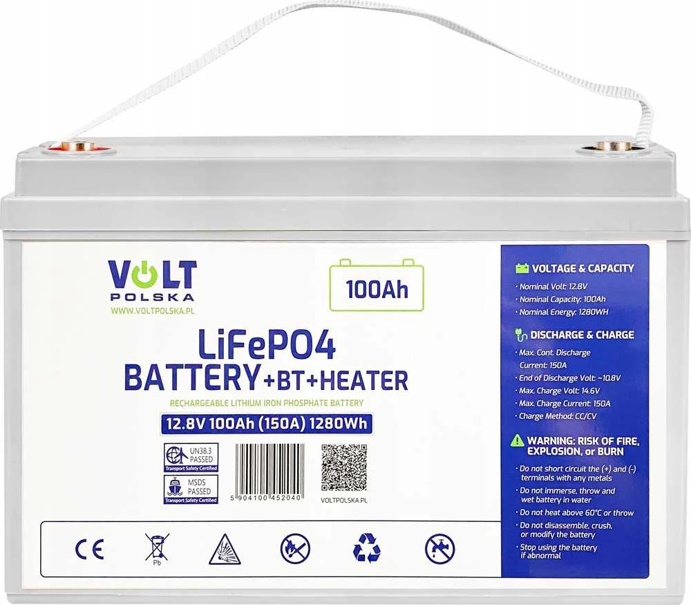 Azo Digital Akumuliatorius LiFePO4 12,8V 100 Ah (150A) + BMS + BLUETOOTH + MATA GRZEWCZA