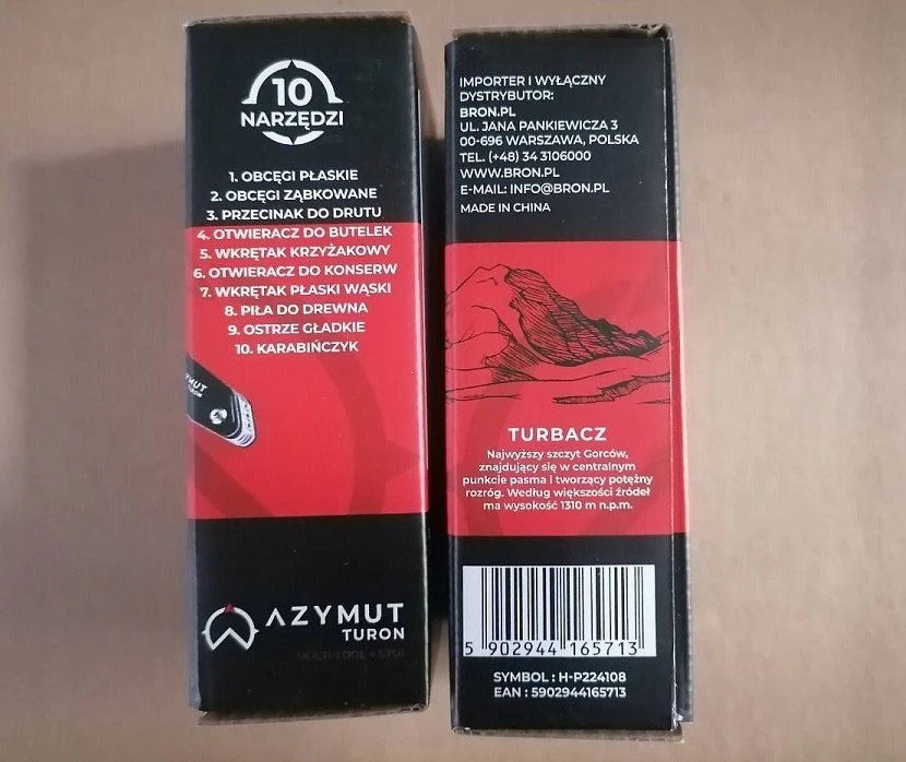 Daugiafunkcis įrankis AZYMUT Turon - 10 įrankių + karabinas + diržo maišelis (H-P224108)