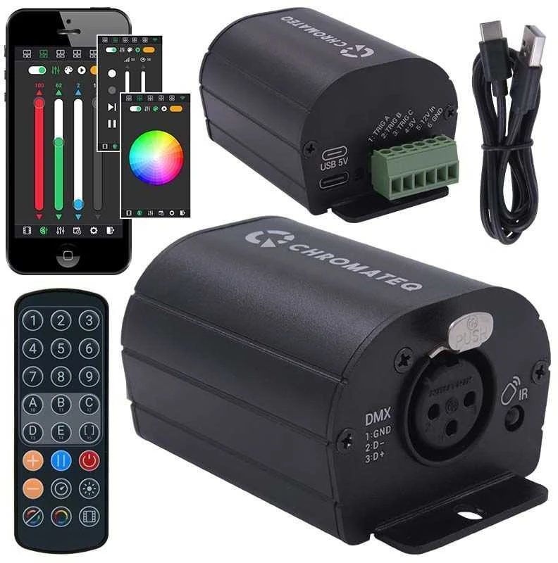 Carruzzo CHROMATEQ CLUB 512 DMX valdiklio sąsaja + nuotolinio valdymo pultas