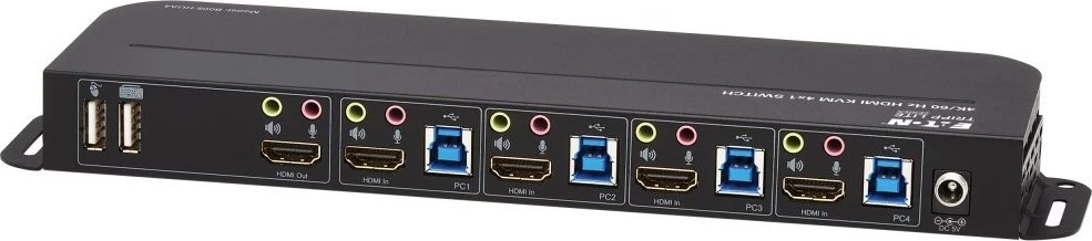 Przełącznik Eaton Tripp Lite series HDMI USB KVM Switch 4-Port 4K 60Hz HDR HDCP 2.2 IR USB Sharing - KVM-/Audio-/USB-Switch - 4 x KVM/Audio/USB - 1 lokalny użytkownik - Desktop