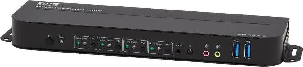 Przełącznik Eaton Tripp Lite series HDMI USB KVM Switch 4-Port 4K 60Hz HDR HDCP 2.2 IR USB Sharing - KVM-/Audio-/USB-Switch - 4 x KVM/Audio/USB - 1 lokalny użytkownik - Desktop