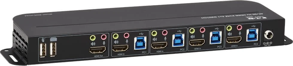 Przełącznik Eaton Tripp Lite series HDMI USB KVM Switch 4-Port 4K 60Hz HDR HDCP 2.2 IR USB Sharing - KVM-/Audio-/USB-Switch - 4 x KVM/Audio/USB - 1 lokalny użytkownik - Desktop