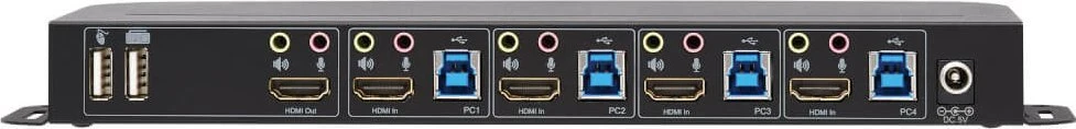 Przełącznik Eaton Tripp Lite series HDMI USB KVM Switch 4-Port 4K 60Hz HDR HDCP 2.2 IR USB Sharing - KVM-/Audio-/USB-Switch - 4 x KVM/Audio/USB - 1 lokalny użytkownik - Desktop