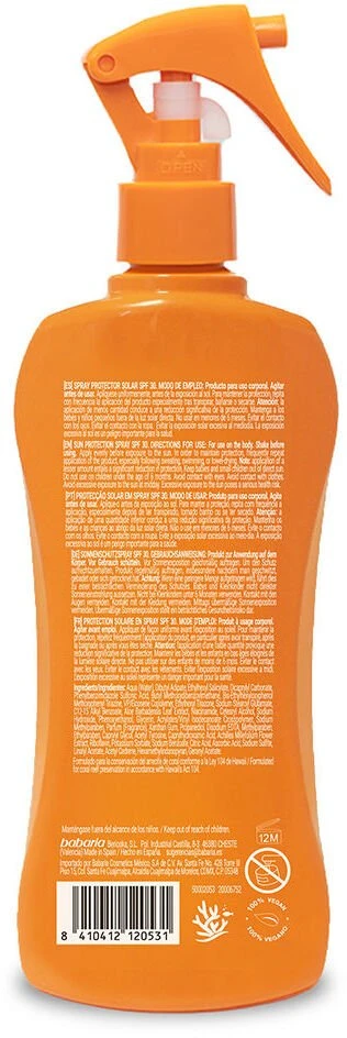 Babaria Sol Bronze Protector Solar Aloe Purškiklis SPF30, 200 ml