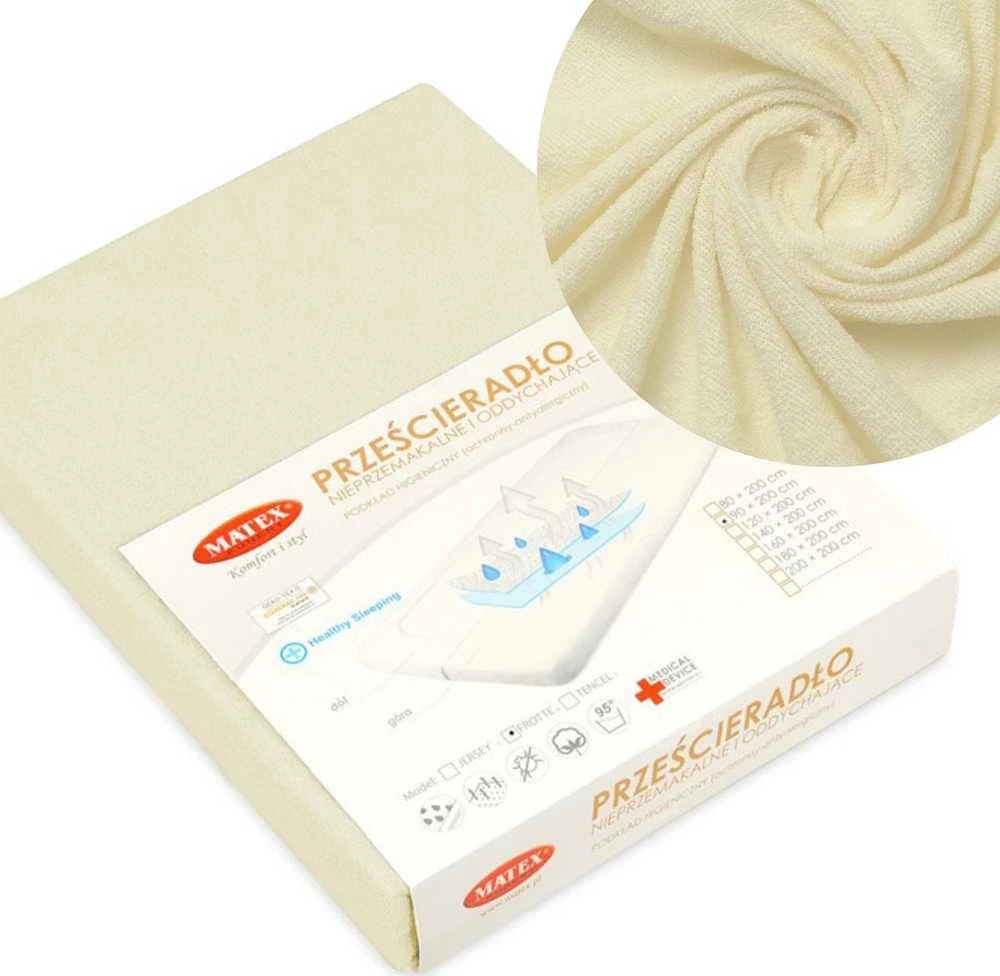 Baby Matex MATEX Neperšlampama paklodė TERRY su elastine juostele 60x120 [TB0023_02] ekri