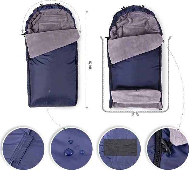 Baby Matex Žieminis neperšlampamas vokelis vežimėliams, 80x100 cm, su minkštu mikropluošto pamušalu, silikoniniu užpildu, skalbiamas mašinoje, kūdikiams ir mažiems vaikams, šiltas miegmaišis