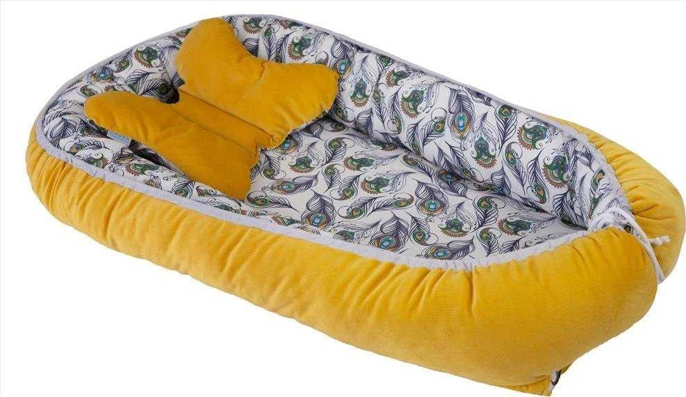 Baby Matex Kūdikio kokonas, drugelio formos pagalvė galvai, medvilnės ir velveto užvalkalas, 55x80 cm, naujagimiams 0-8 mėn., nešiojamas miego lizdelis, kūdikio lizdas