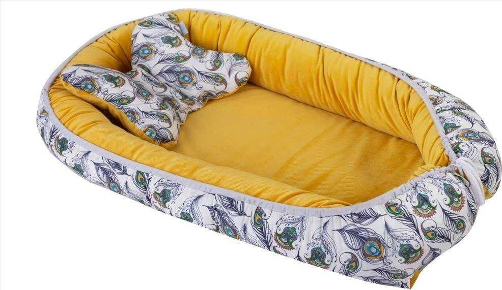 Baby Matex Kūdikio kokonas, drugelio formos pagalvė galvai, medvilnės ir velveto užvalkalas, 55x80 cm, naujagimiams 0-8 mėn., nešiojamas miego lizdelis, kūdikio lizdas